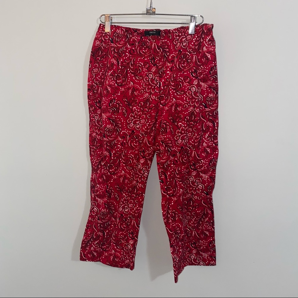 Red paisley printed pants
